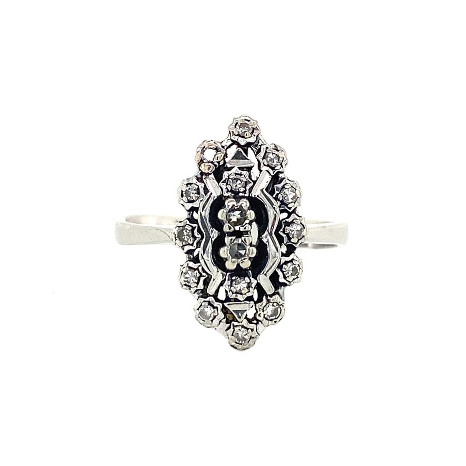 Vintage 14K White Gold Princess Ring with Diamond