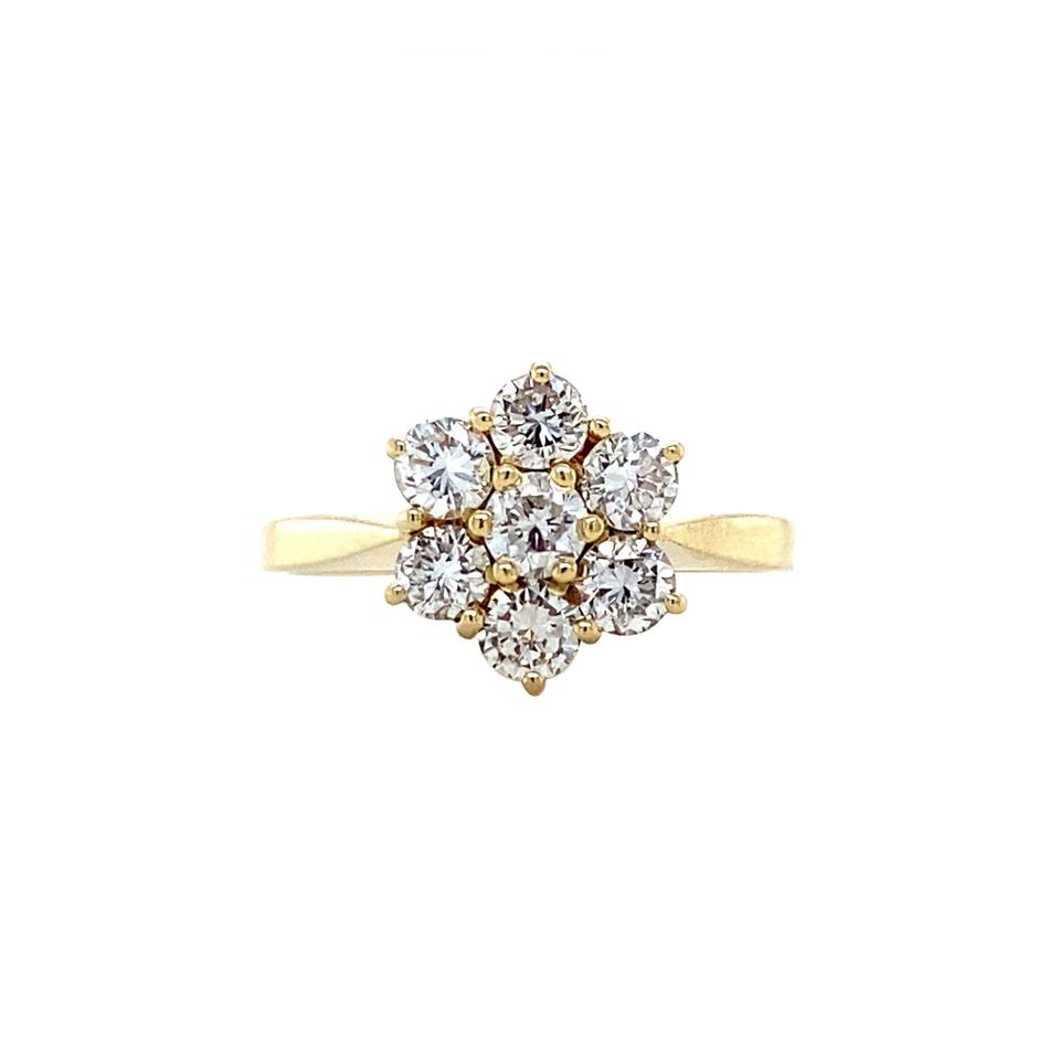 Vintage 14K Gold Cluster Ring with Diamond