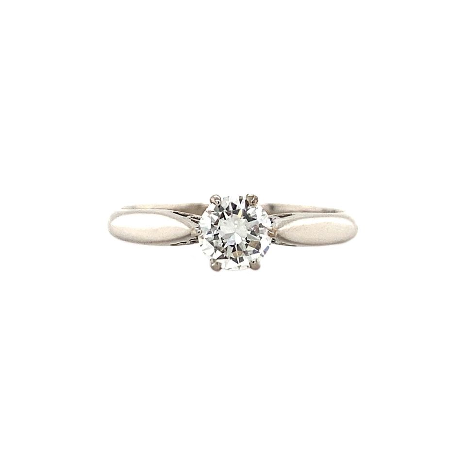 Vintage 18K White Gold Solitaire Ring with Diamond