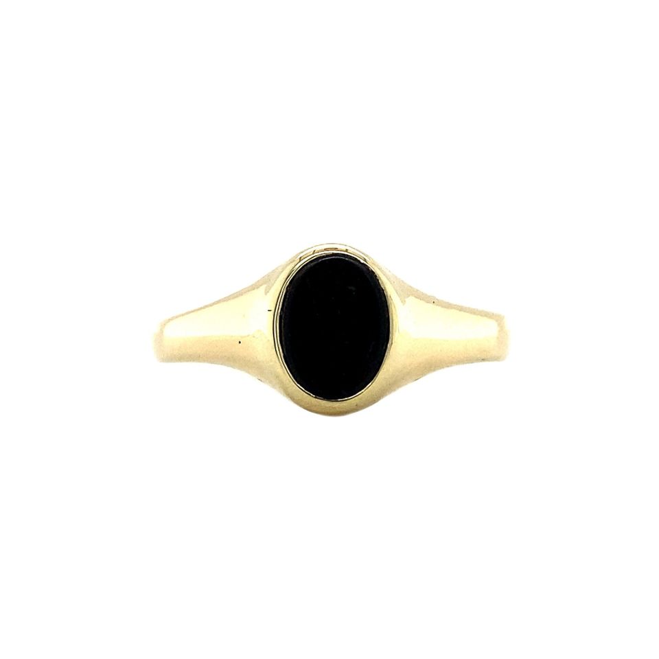 Vintage 14K Gold Signet Ring with Onyx