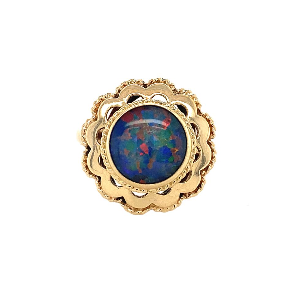Vintage 14K Gold Ring with Opal Triplet