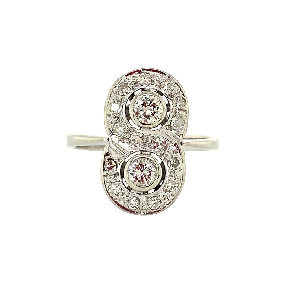 Vintage 14K White Gold Princess Ring with Diamond