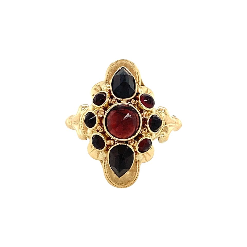 Vintage 14K Gold Cluster Ring with Garnet