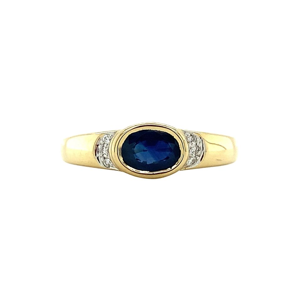 Vintage 14K Gold Ring with Sapphire and Diamond