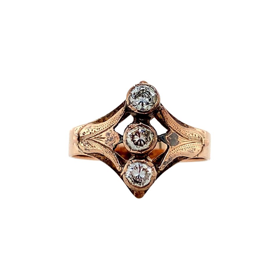 Vintage 14K Rose Gold Ring with Cubic Zirconia