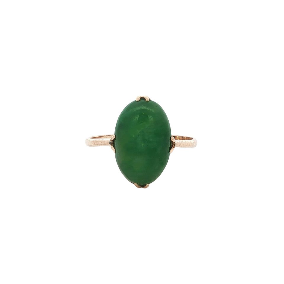 Vintage Rose 10K Gold Ring with Jade