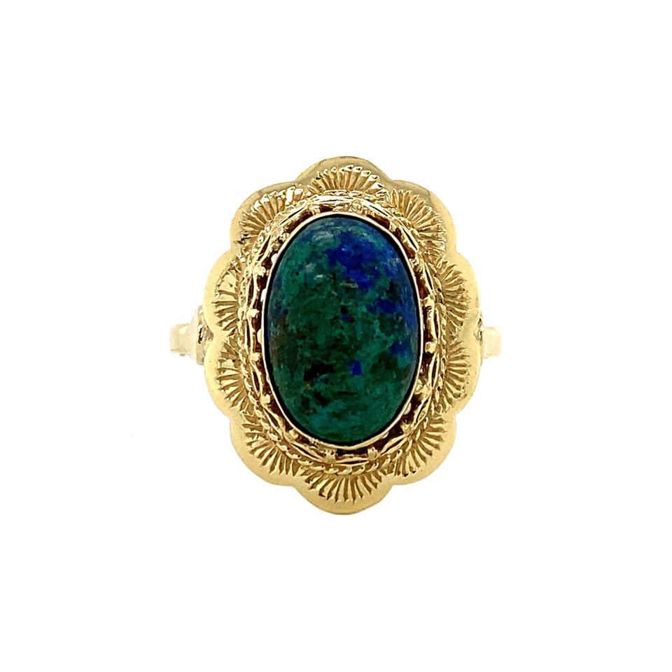 Vintage 14K Gold Ring with Azuriet Malachite