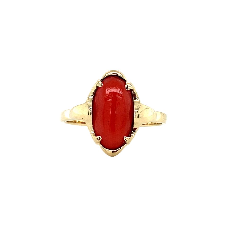 Vintage 14K Gold Ring with Red Coral