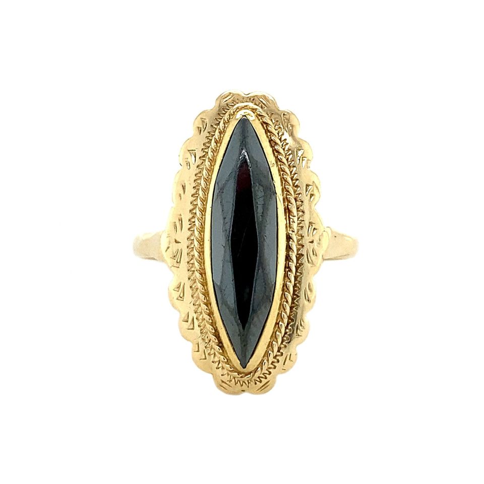 Vintage 14K Gold Ring with Hematite