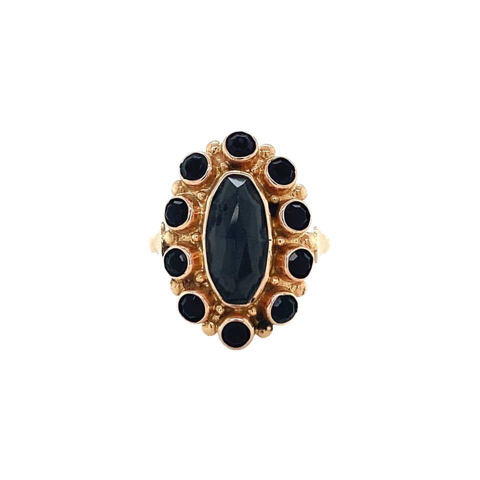 Vintage 14K Gold Cluster Ring with Garnet