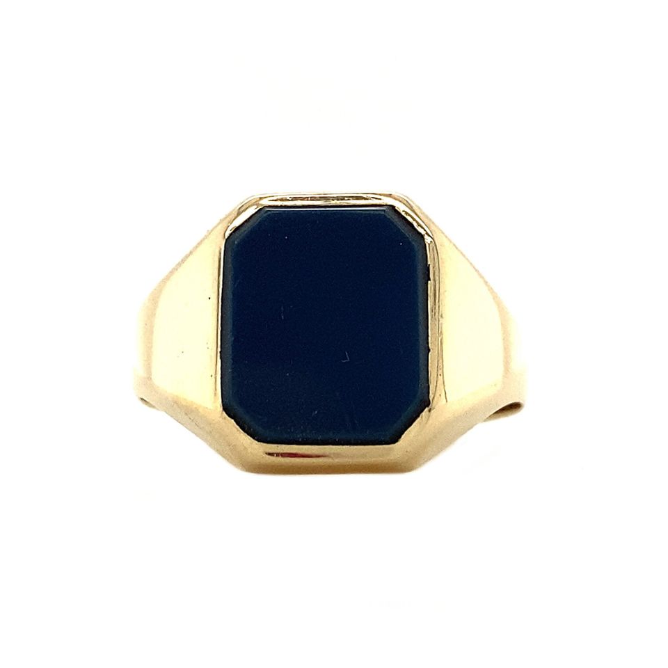 Vintage 14K Gold Signet Ring with Blue Layered Stone