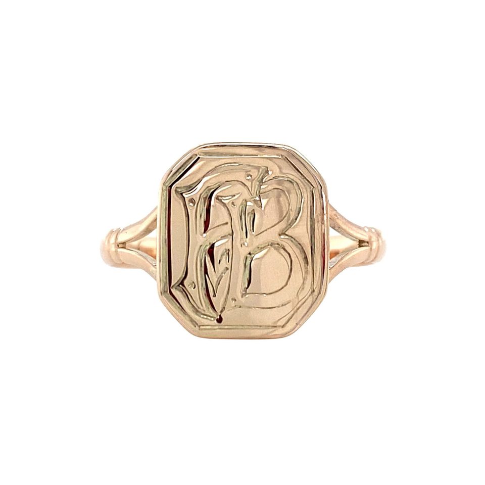 Vintage 9K Gold Signet Ring with Engraving