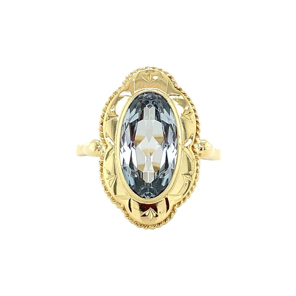 Vintage 14K Gold Ring with Blue Spinel
