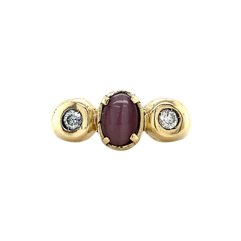 Vintage 14K Gold Ring with Sapphire and Cubic Zirconia