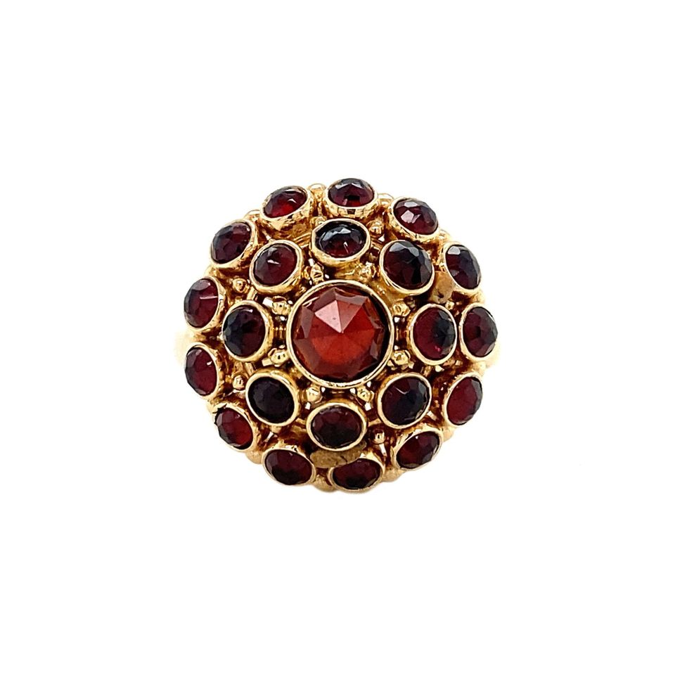 Vintage 14K Gold Cluster Ring with Garnet