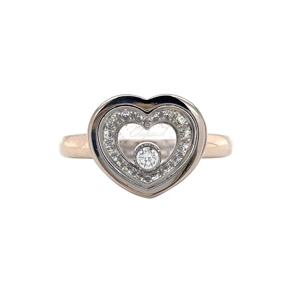 Vintage Chopard Happy Diamonds 18K White Gold Ring with Diamond