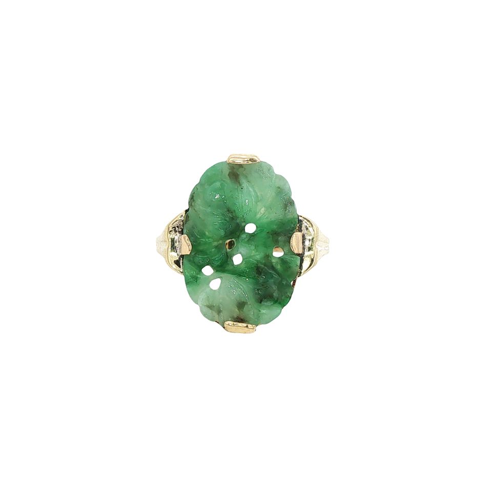 Vintage 12K Gold Ring with Jade