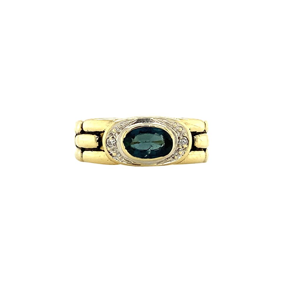 Vintage 14K Gold Ring with Sapphire and Diamond