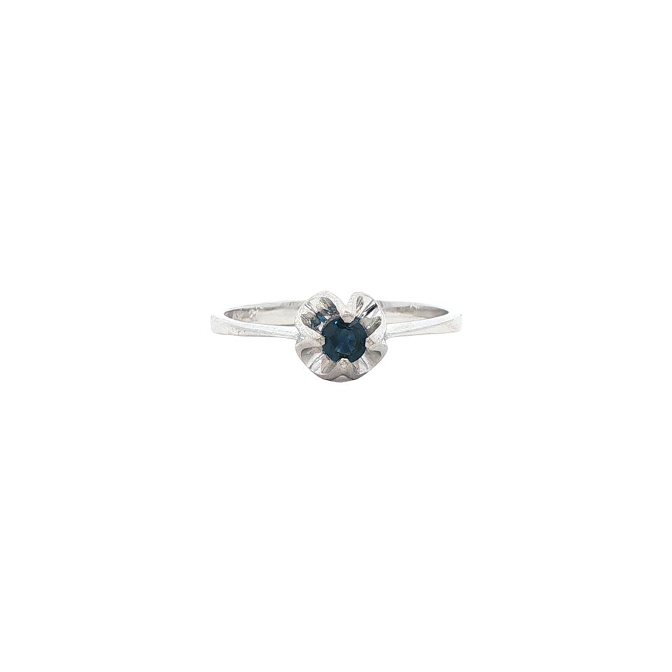 Vintage 14K White Gold Ring with Sapphire