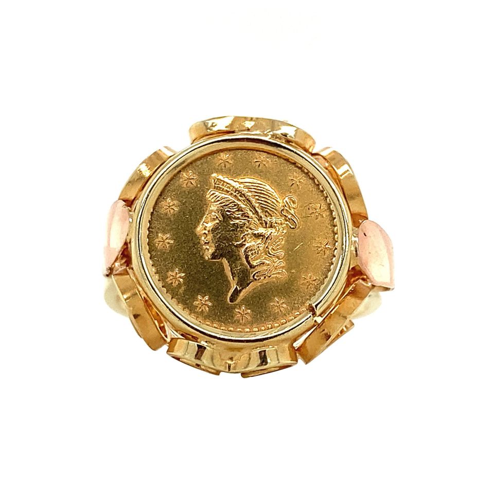 Vintage 14K Gold Ring with Coin