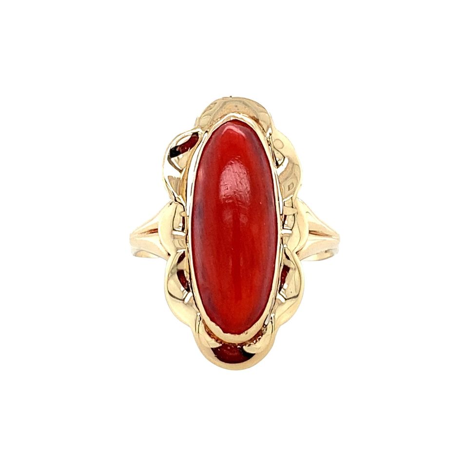 Vintage 14K Gold Ring with Red Coral
