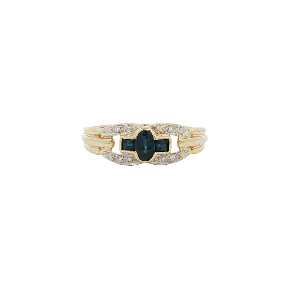 Vintage 14K Gold Ring with Sapphire and Diamond