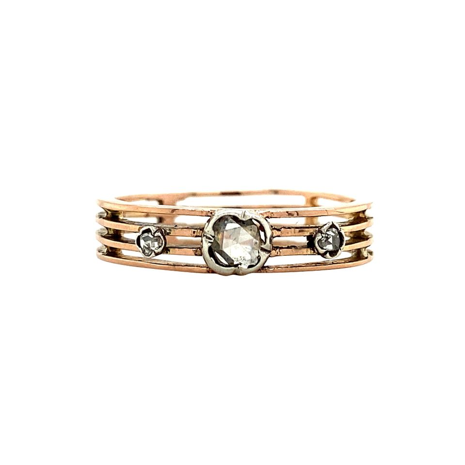 Vintage 18K Rose Gold Ring with Rose Cut Diamond