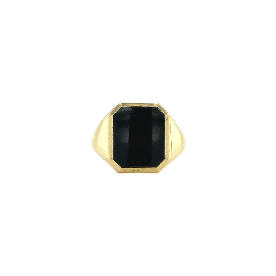Vintage 14K Gold Signet Ring with Onyx