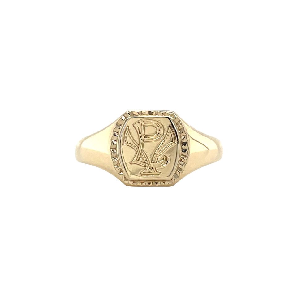 Vintage 14K Gold Signet Ring with Engraving