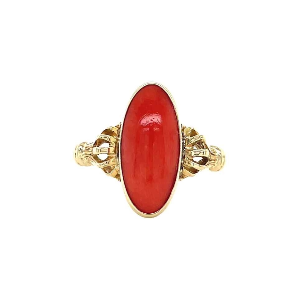 Vintage 14K Gold Ring with Red Coral
