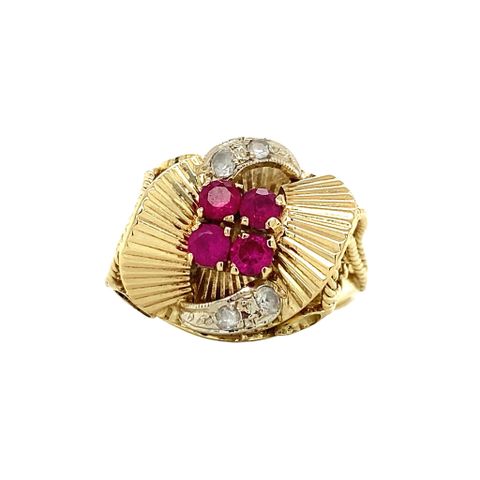 Vintage 14K Gold Ring with Ruby and Cubic Zirconia