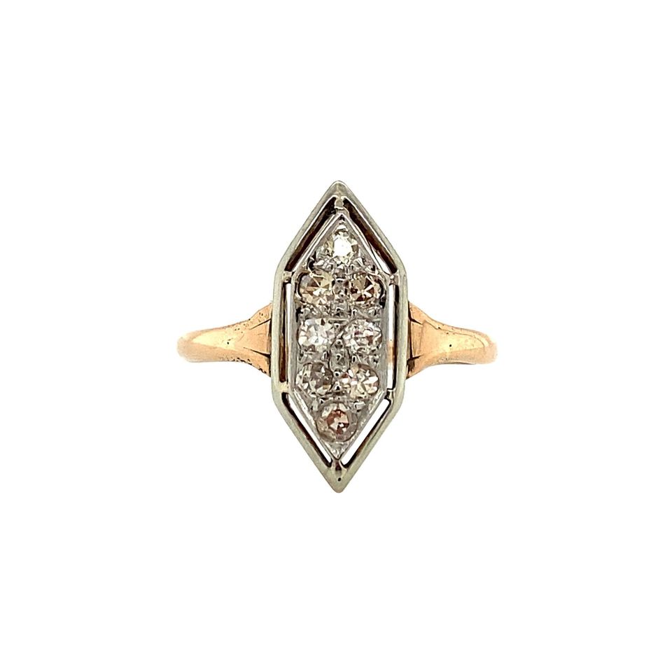 Vintage Two Tone 12K Gold Ring with Diamond