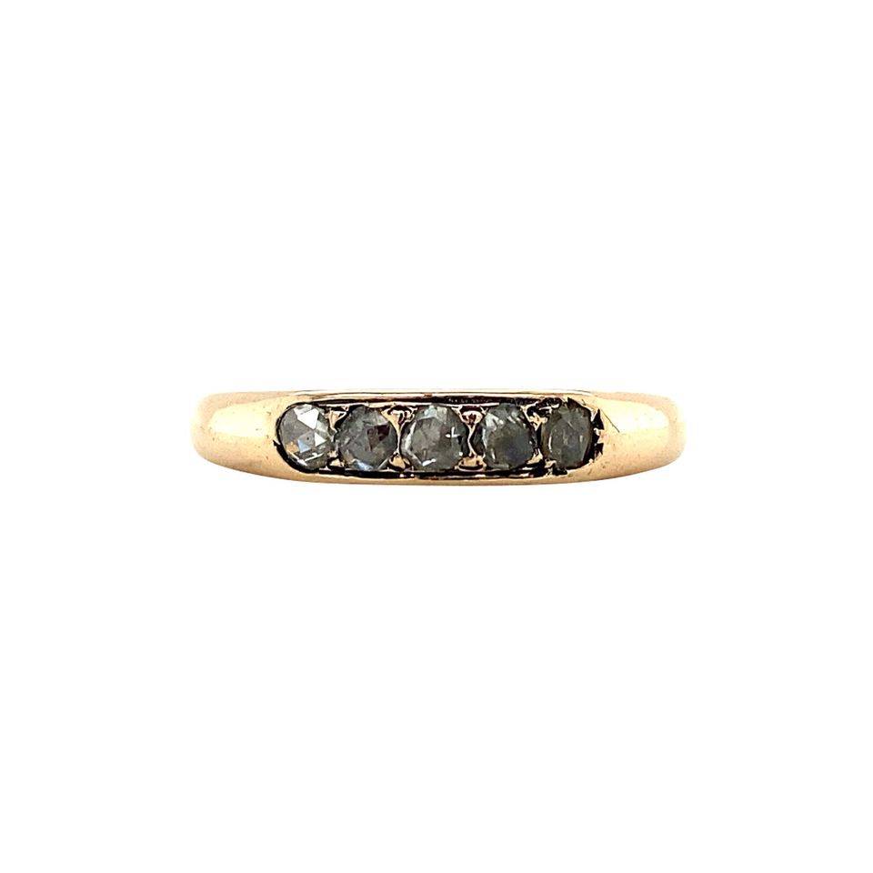 Vintage 12K Gold Half Eternity Ring with Rose Cut Diamond