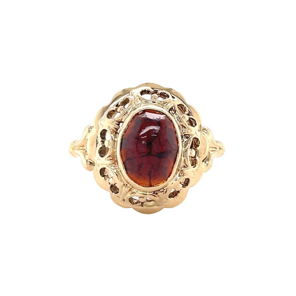 Vintage 12K Gold Ring with Colored Stone