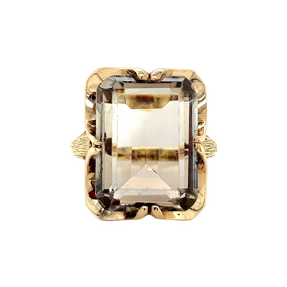 Vintage 9K Gold Ring with Smoky Quartz