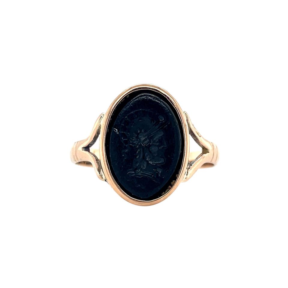 Vintage 14K Rose Gold Signet Ring with Colored Stone