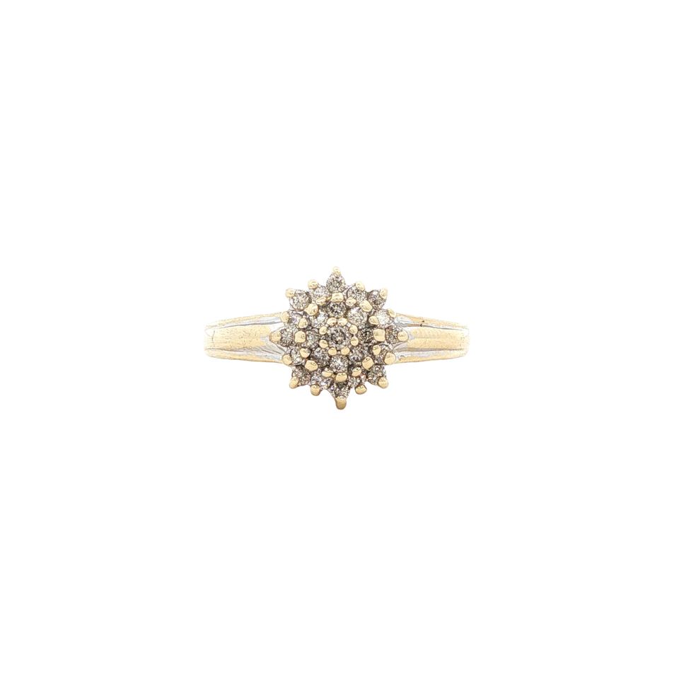 Vintage 14K Gold Cluster Ring with Diamond