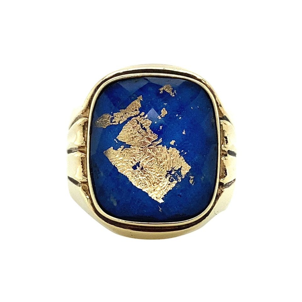 Vintage 8K Gold Signet Ring with Glass, Bladgoud and Enamel