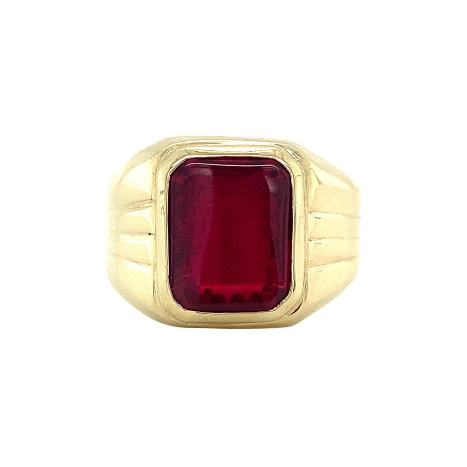 Vintage 14K Gold Signet Ring with Ruby