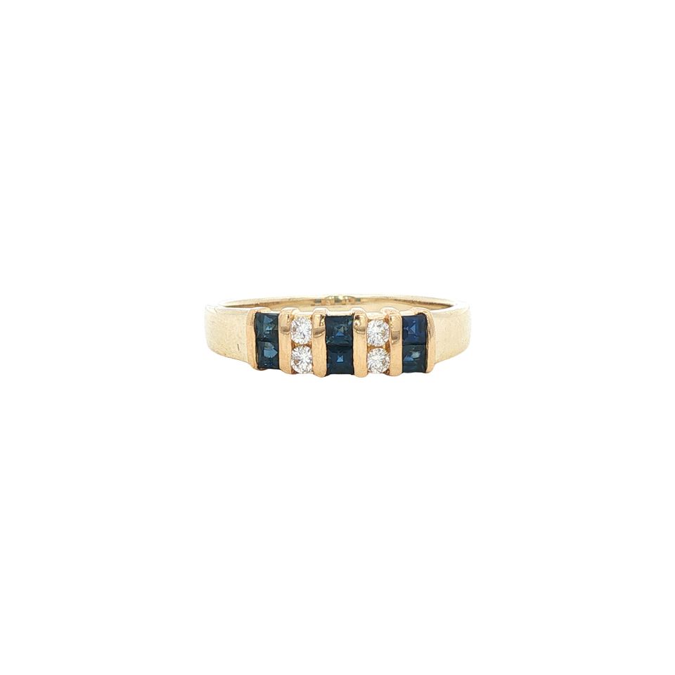 Vintage 14K Gold Ring with Sapphire and Diamond