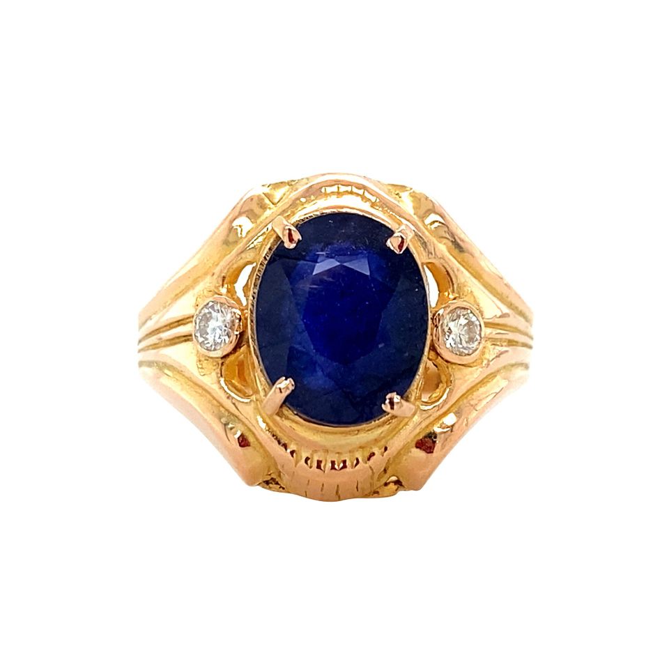 Vintage 14K Gold Ring with Sapphire and Diamond