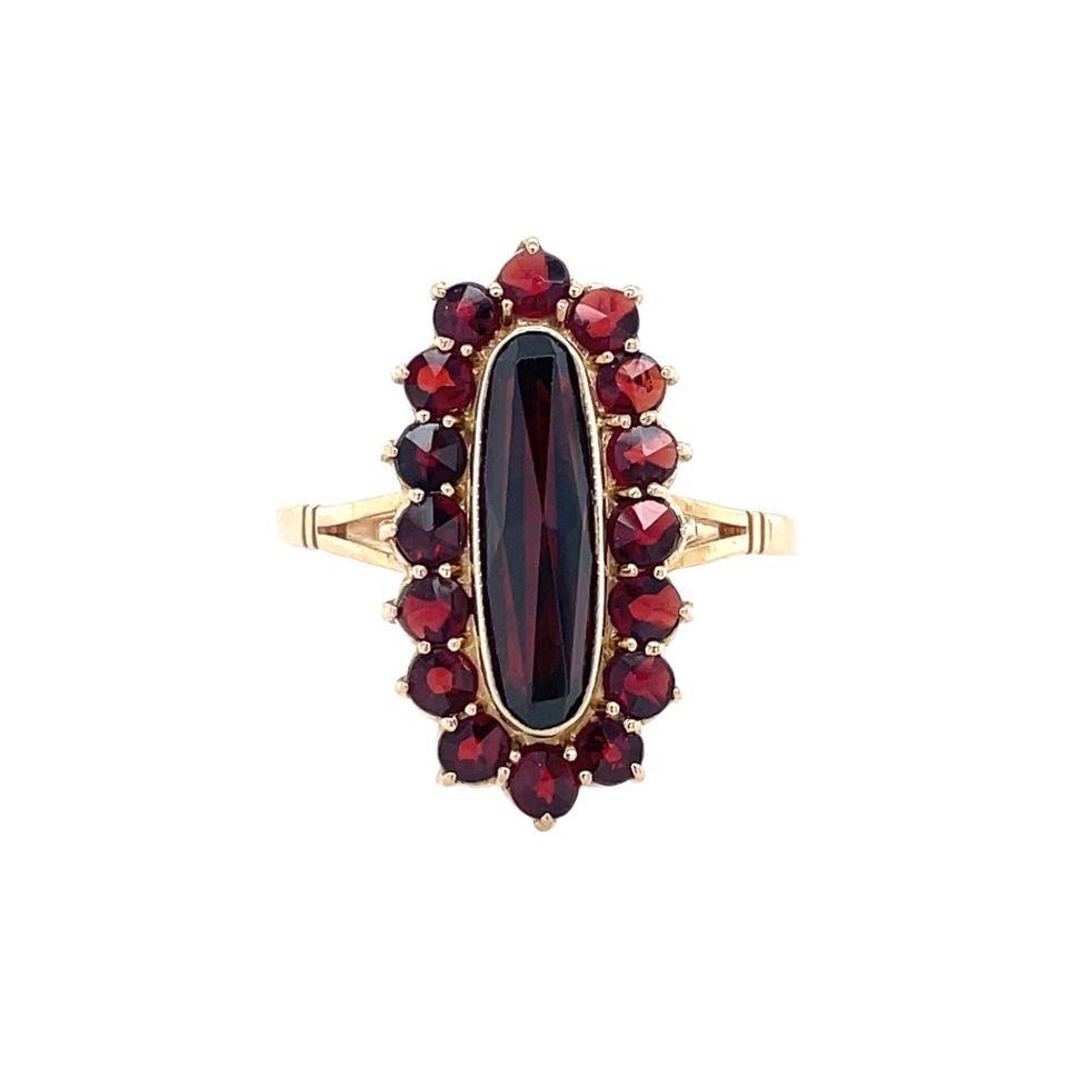 Vintage 14K Gold Cluster Ring with Garnet