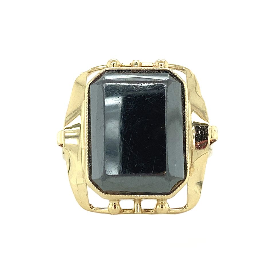 Vintage 14K Gold Ring with Hematite