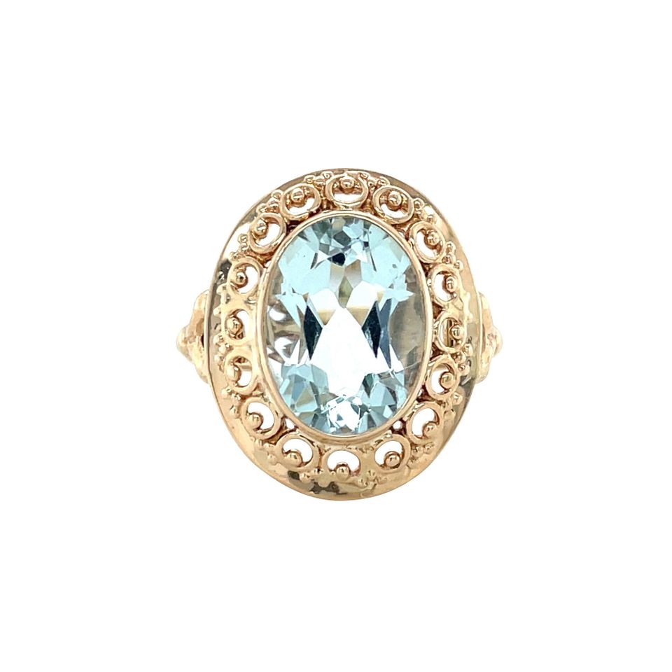 Vintage 14K Gold Ring with Aquamarine