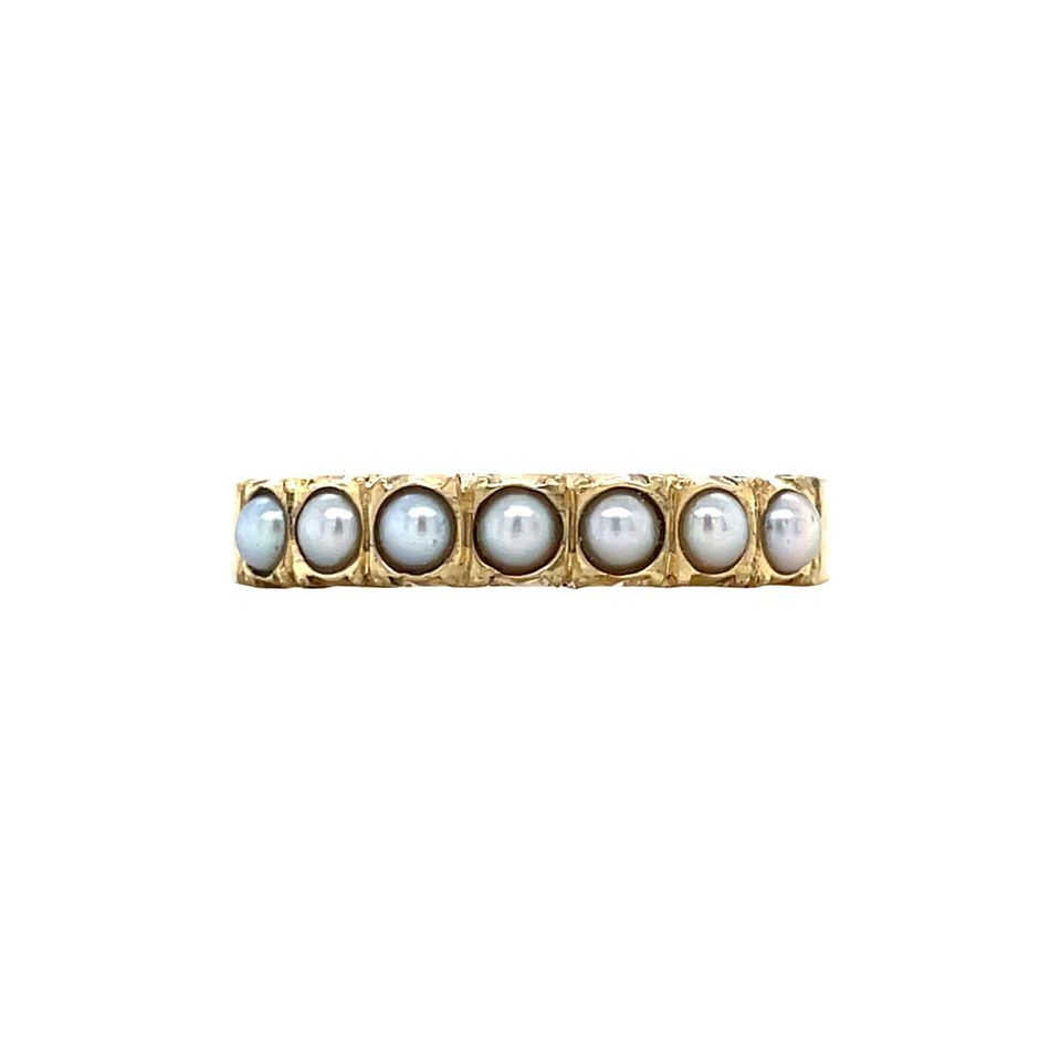 Vintage 14K Gold Half Eternity Ring with Pearl