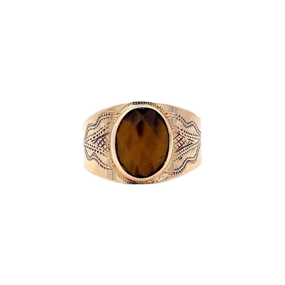 Vintage 14K Gold Ring with Tiger's Eye