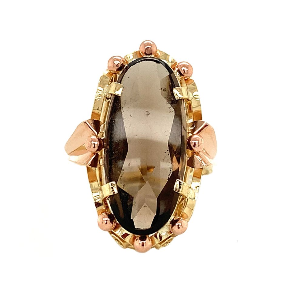 Vintage 14K Gold Ring with Smoky Topaz