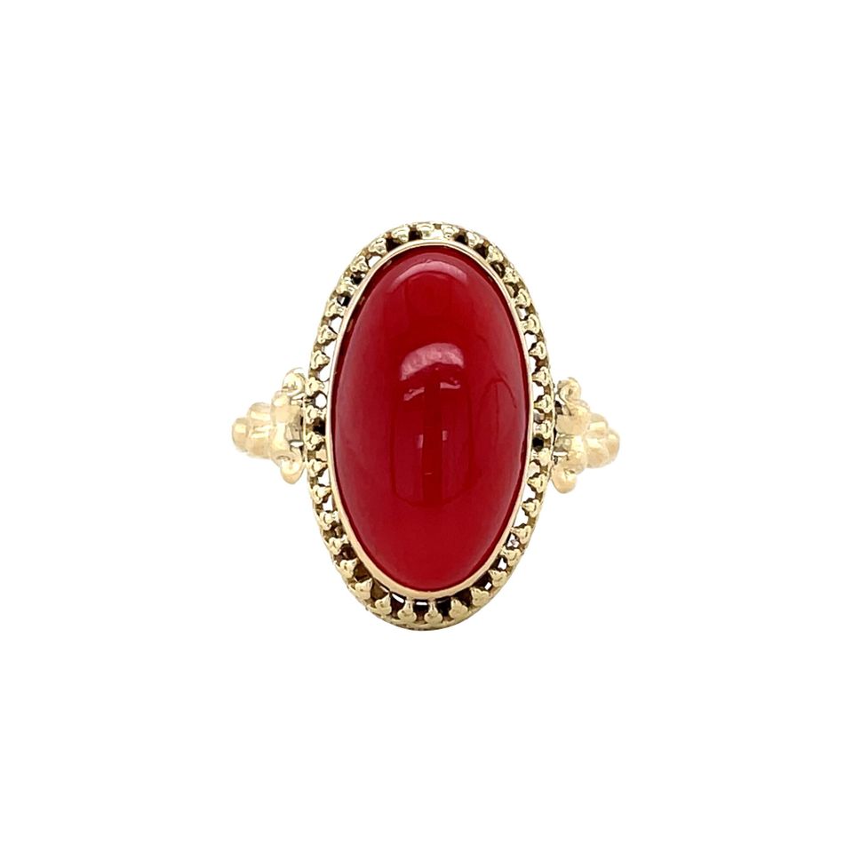 Vintage 14K Gold Ring with Red Coral