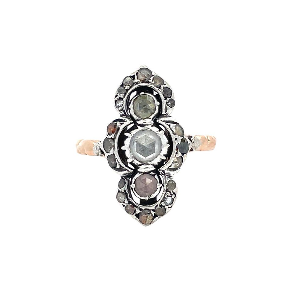 Vintage 14K Rose Gold Princess Ring with Rose Cut Diamond