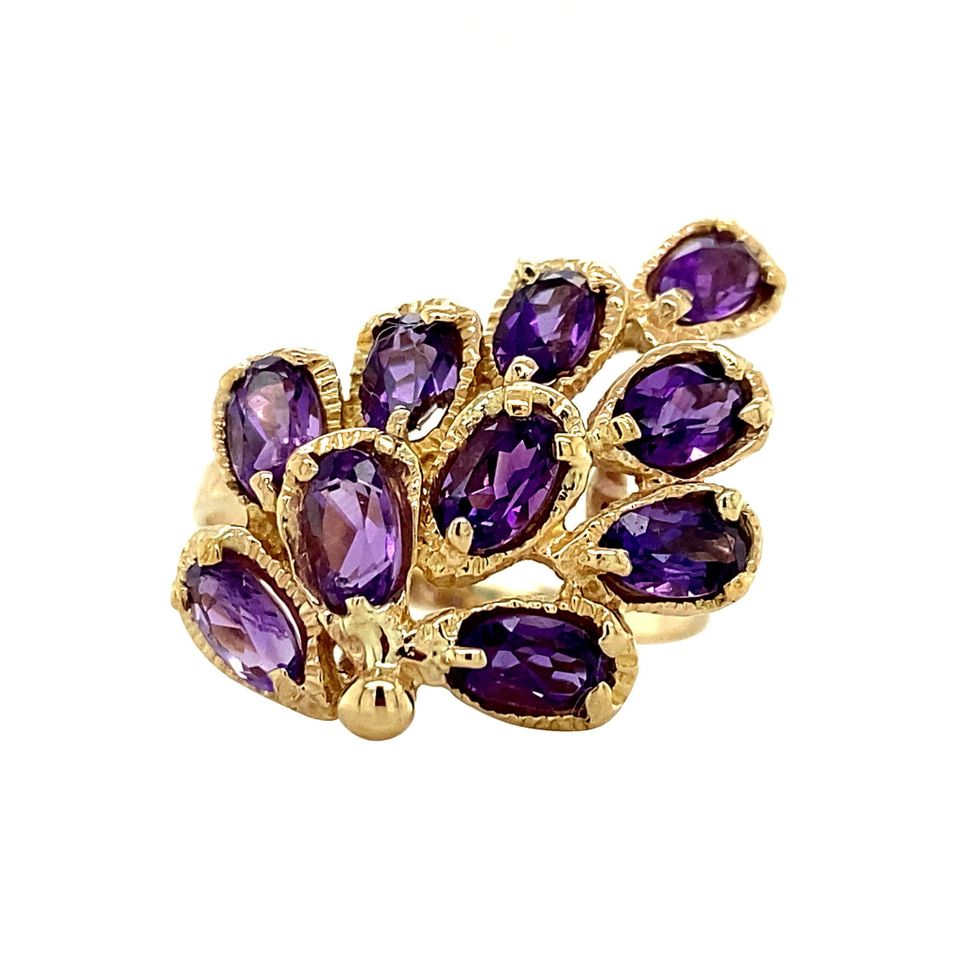 Vintage Fancy 12K Gold Ring with Amethyst